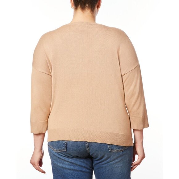 Melissa Paige Womens Cable Knit Dropped Shoulders Sweater Camel Hair Size 1X NWT - Picture 3 of 6